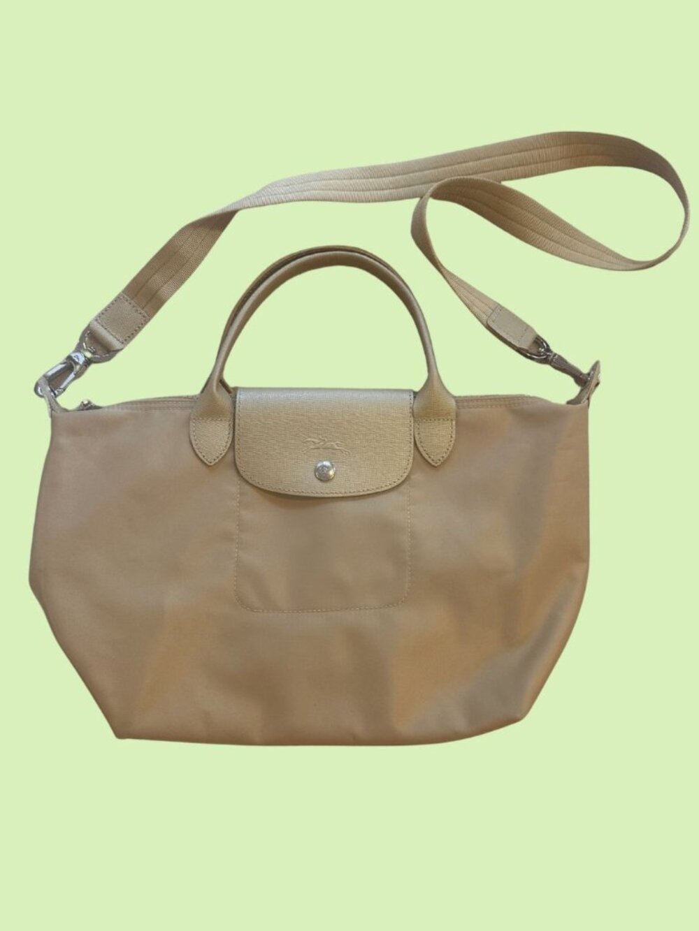 Vintage Longchamp Le Pliage Satin Nylon Gold Bag